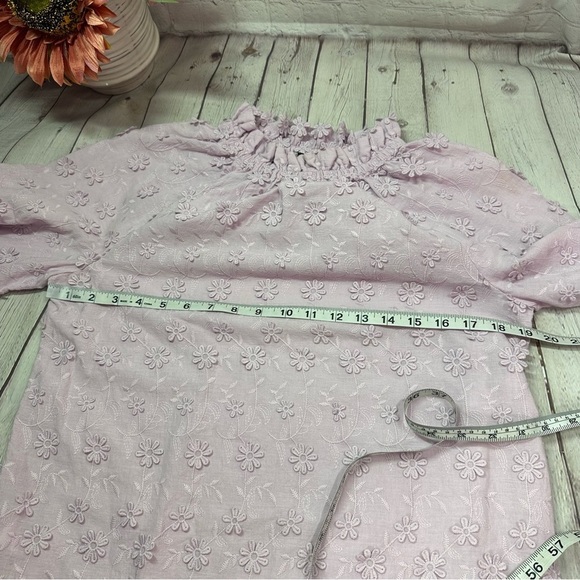 Ann Taylor lilac Blouse with Long Sleeves applique embroidered flowers sz small - Picture 5 of 9